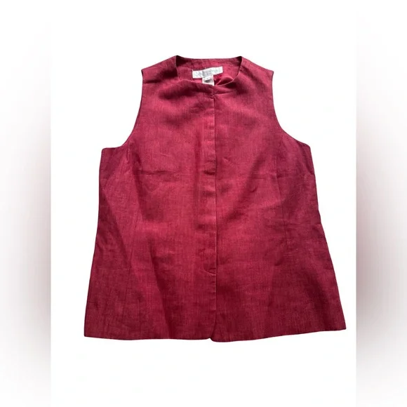 Jones New York Red Linen Sleeveless Blouse Size 6 Minimalist - Picture 4 of 8